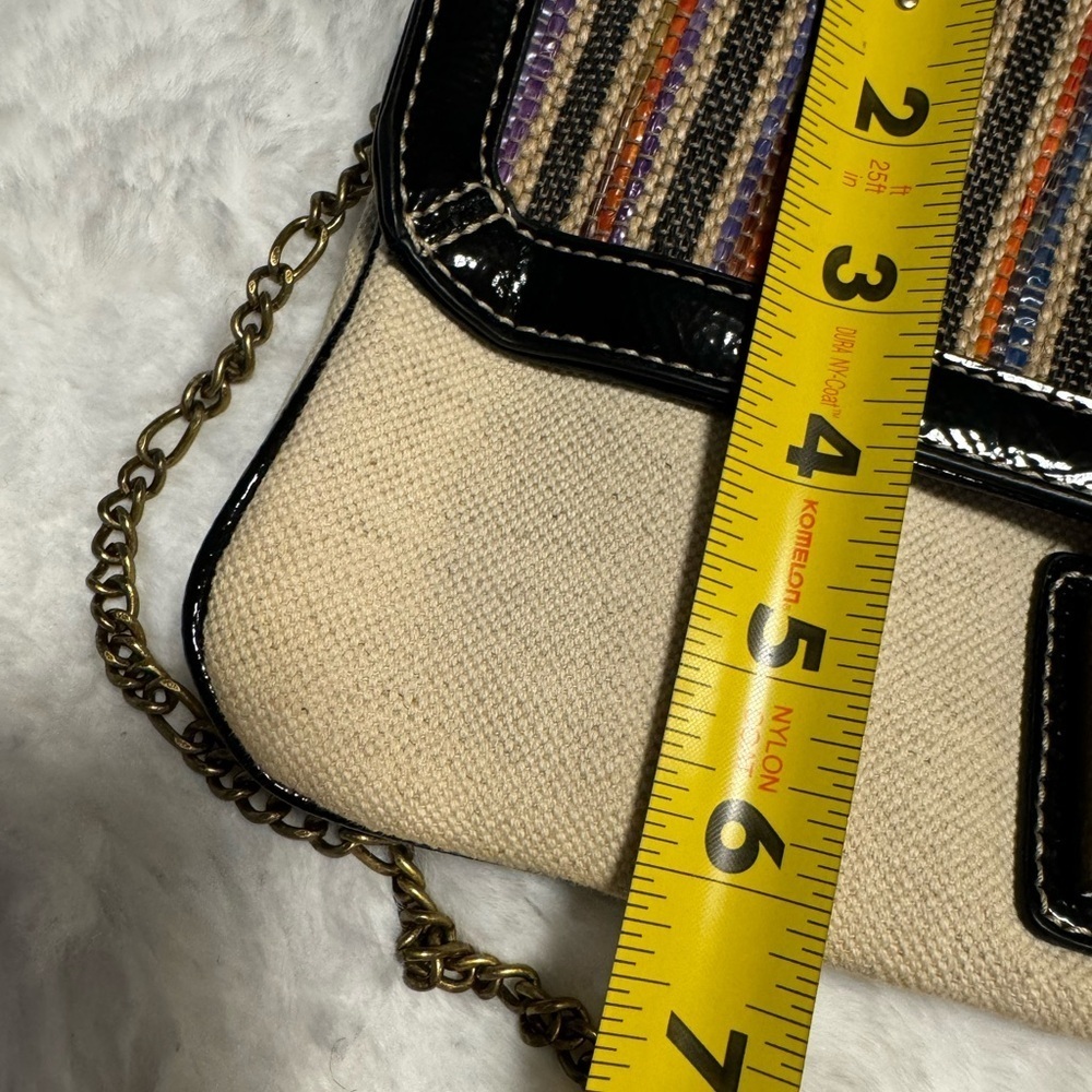 Vintage Nine West Striped Colorful Raffia Tweed Classy Shoulder Chain Purse Boho - Picture 3 of 16